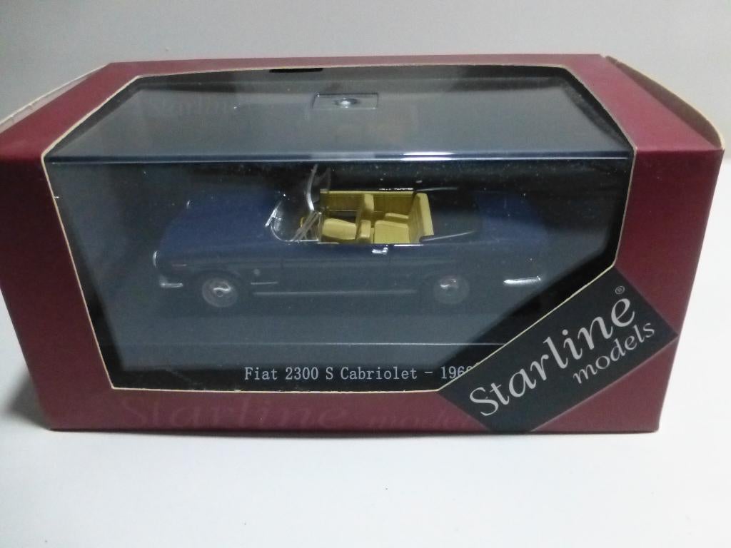 Starline Fiat 2300 S Cabriolet 1962 blauw, Hobby en Vrije tijd, Modelauto's | 1:43, Ophalen of Verzenden, Zo goed als nieuw, Auto