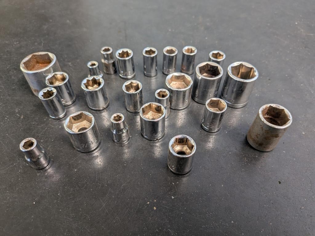 Britse maat doppen, 3/8 inch, Hazet en AF, Ophalen of Verzenden, Zo goed als nieuw
