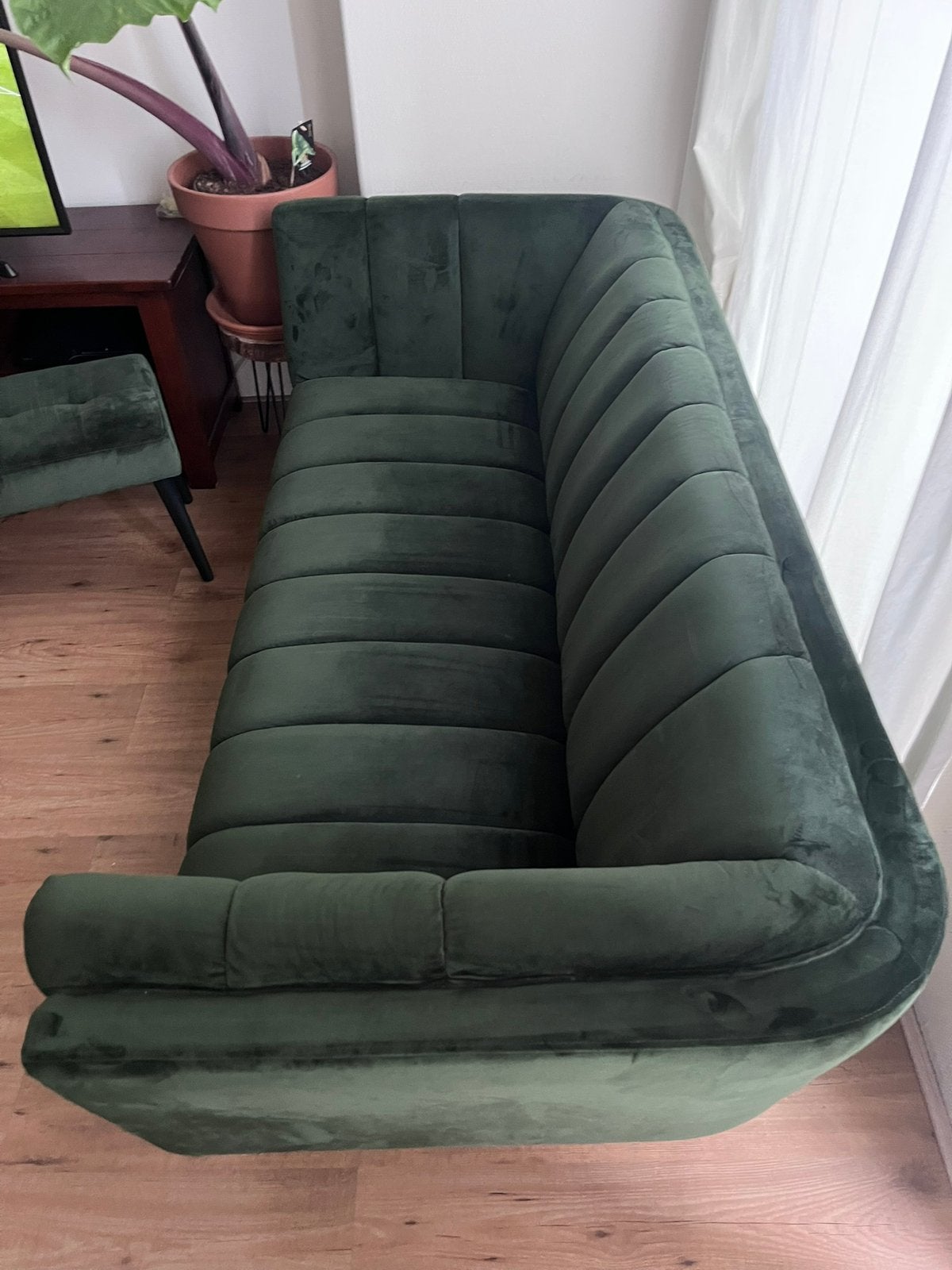 SoHome Velvet Groene Bank, Ophalen, Gebruikt, Driepersoons