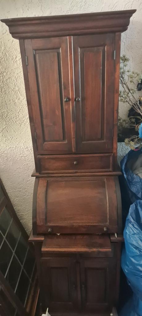 Antieke secretaire met rolluik en opbergkast, Antiek en Kunst, Antiek | Meubels | Kasten, Ophalen