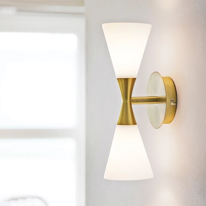 2x Herstal duo wandlamp brass messing, Ophalen of Verzenden, Zo goed als nieuw