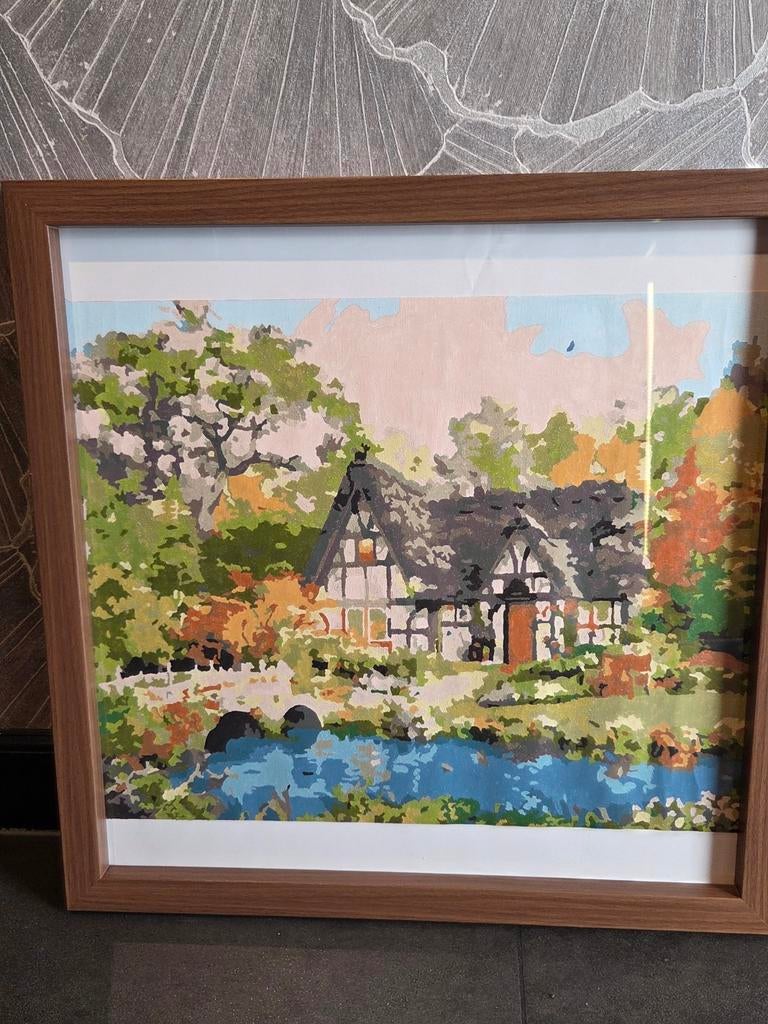 Landelijk Schilderij 40x50 cm in Houten Lijst, Ophalen of Verzenden