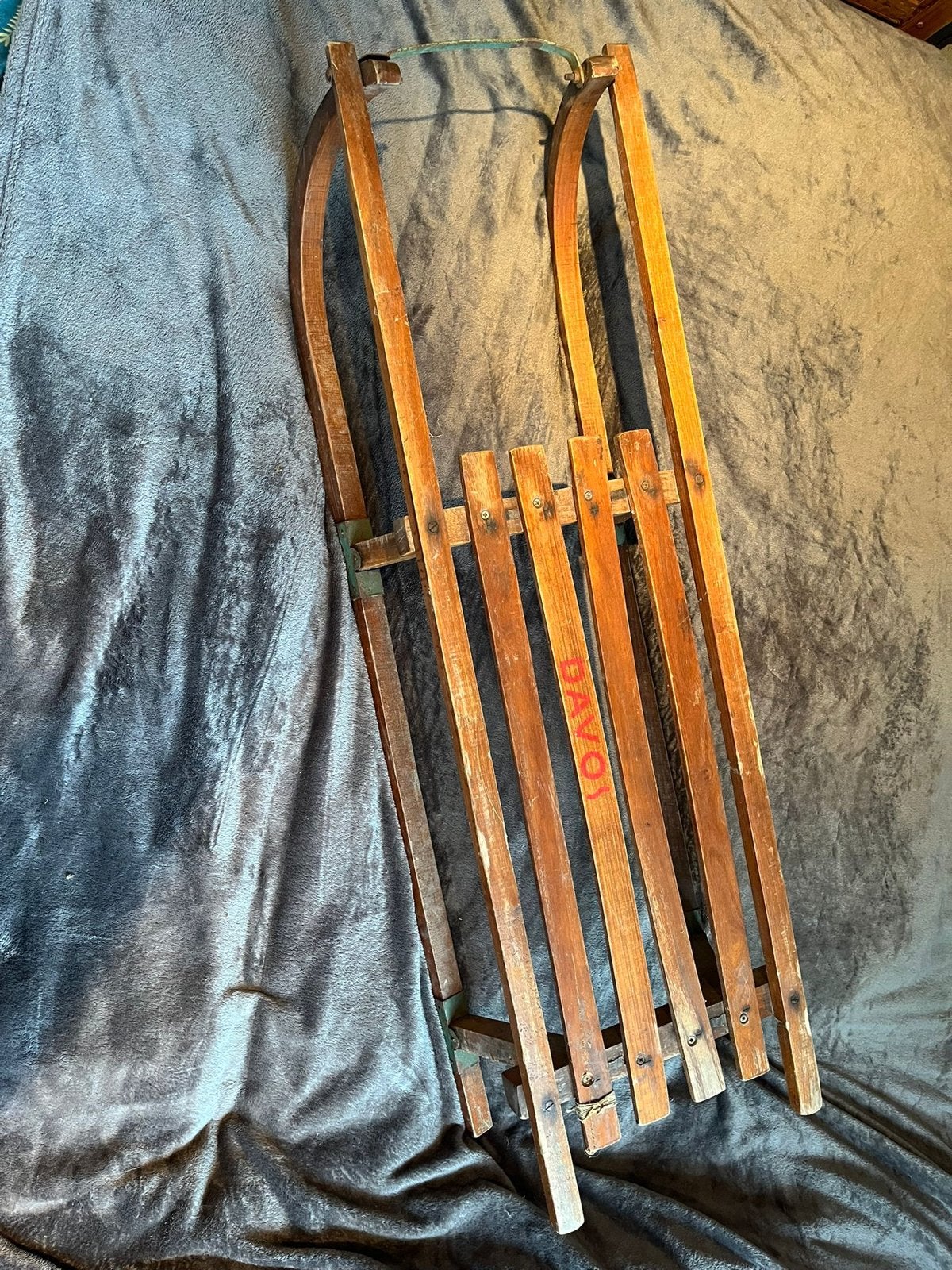 Vintage Houten Davos Slee - Klassiek Winterplezier, Ophalen, Gebruikt, Hout