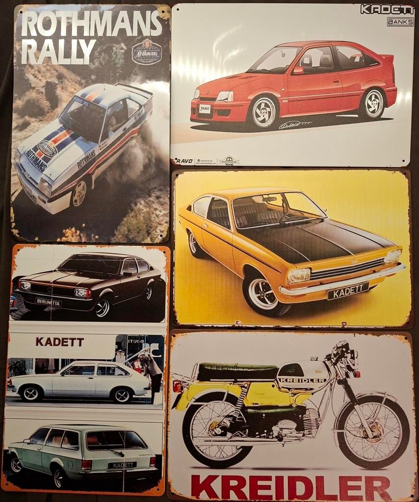 Opel Kadett diverse merken metalen bordjes €10!, Ophalen of Verzenden