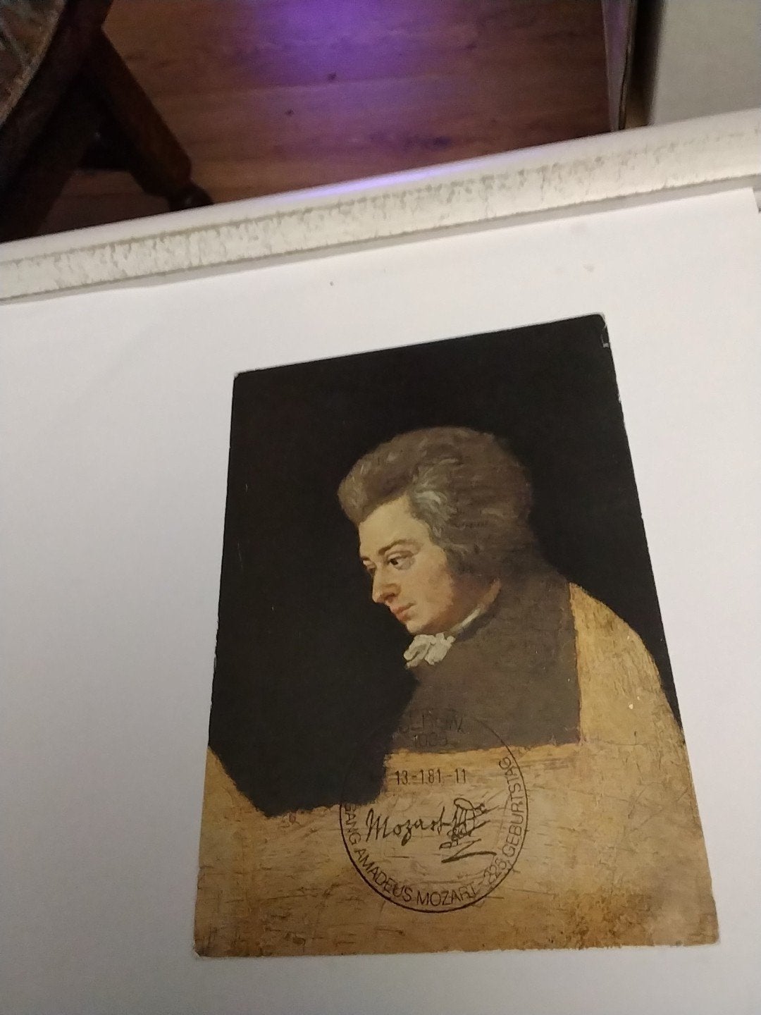 Mozart portret prent - onvoltooid olieverfschilderij, Ophalen of Verzenden
