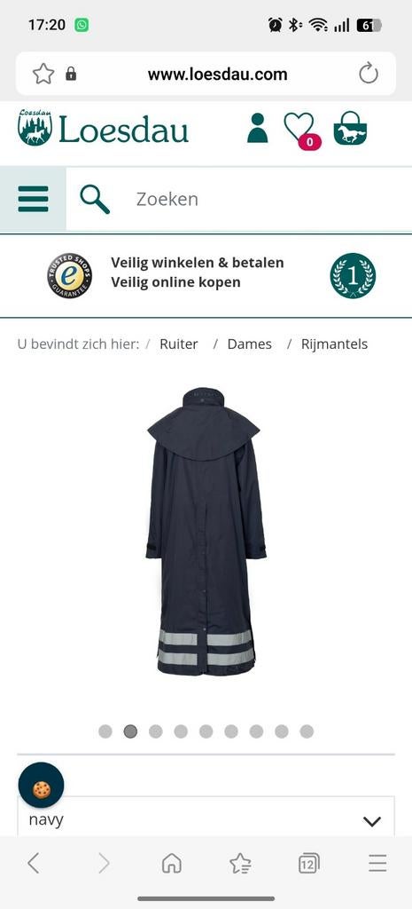 Regenmantel paardrij jas, Dieren en Toebehoren, Paardrijkleding, Ophalen of Verzenden, Nieuw, Dames, Bovenkleding