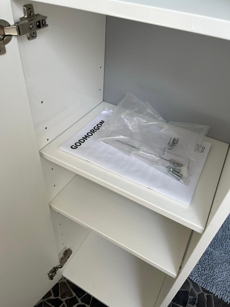 GODMORGON hoge kast wit hoogglans, Huis en Inrichting, Badkamer | Badkamermeubels, Ophalen, (Half)hoge kast, Minder dan 50 cm
