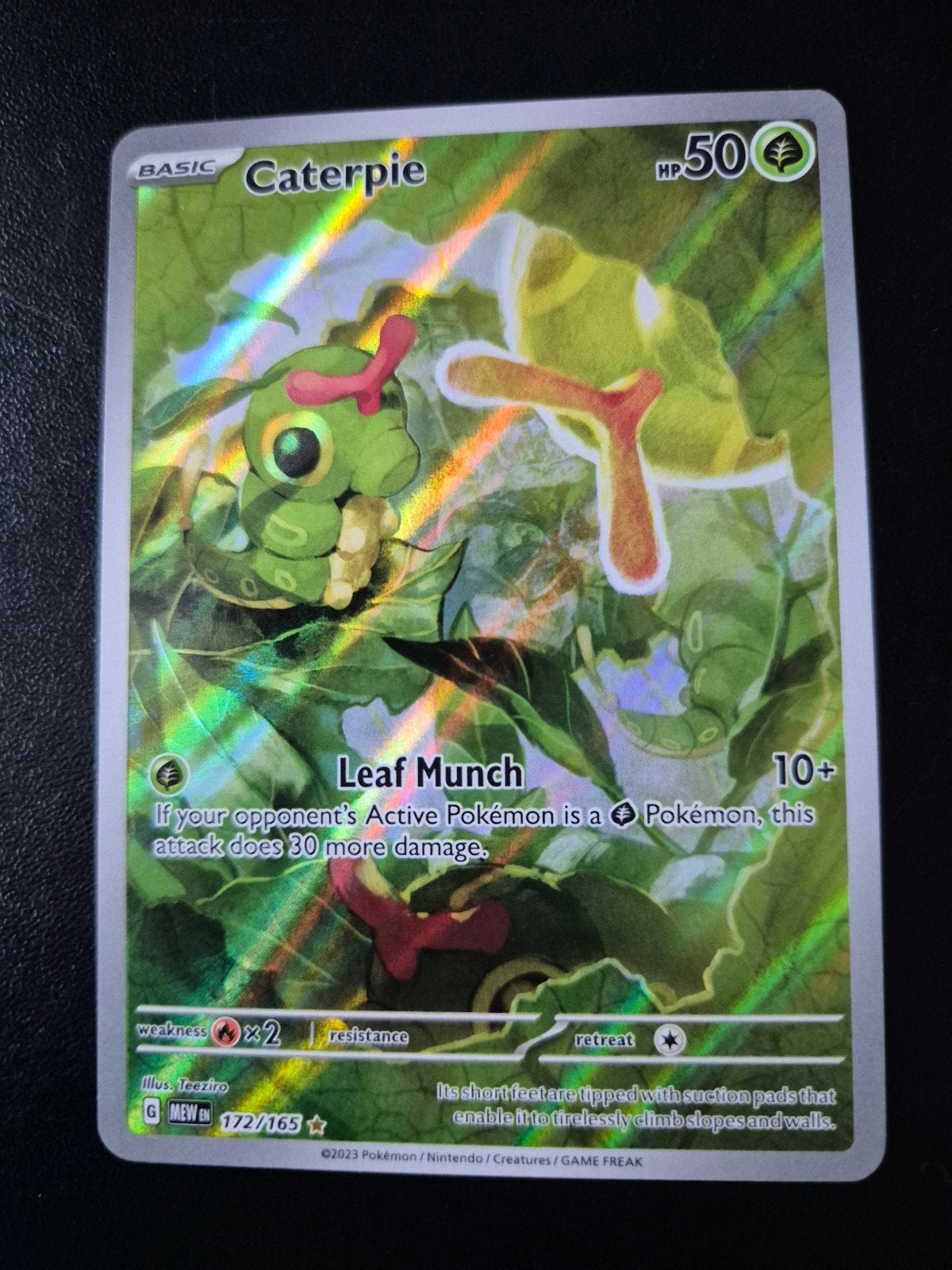 Caterpie 172/165 Pokémon kaart, Ophalen of Verzenden, Zo goed als nieuw, Losse kaart, Foil