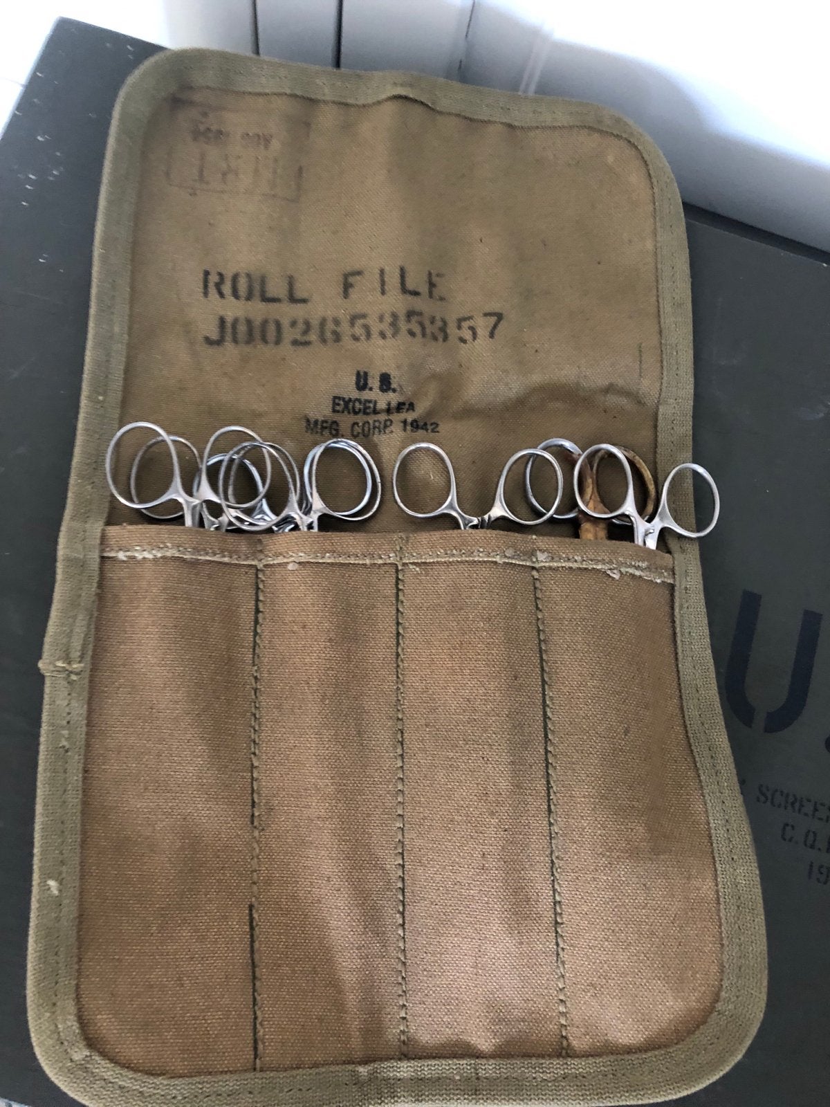 WW2 US Medic Instrumenten Kit - Gestempeld 1942, Ophalen of Verzenden, Landmacht, Amerika, Overige typen