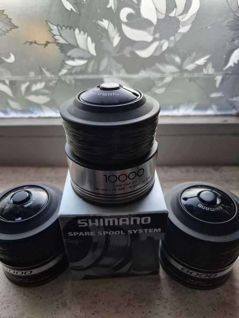 Shimano reserve spoelen 6000 RB en 10000 RB met lijn, Watersport en Boten, Ophalen of Verzenden