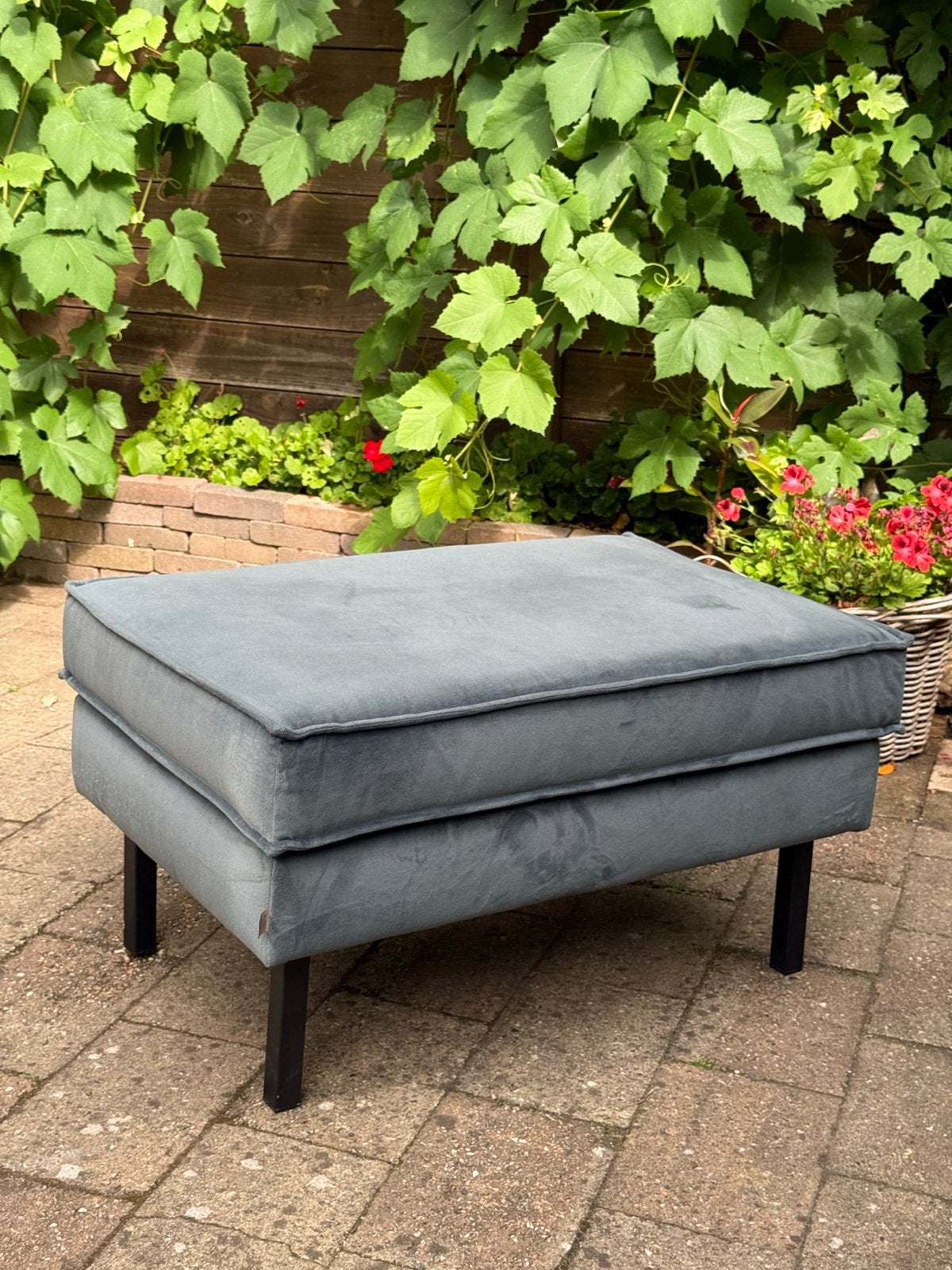 Be Pure Home Hocker/Voetenbank - Grijsblauw, Ophalen, Gebruikt, 75 tot 100 cm, Stof