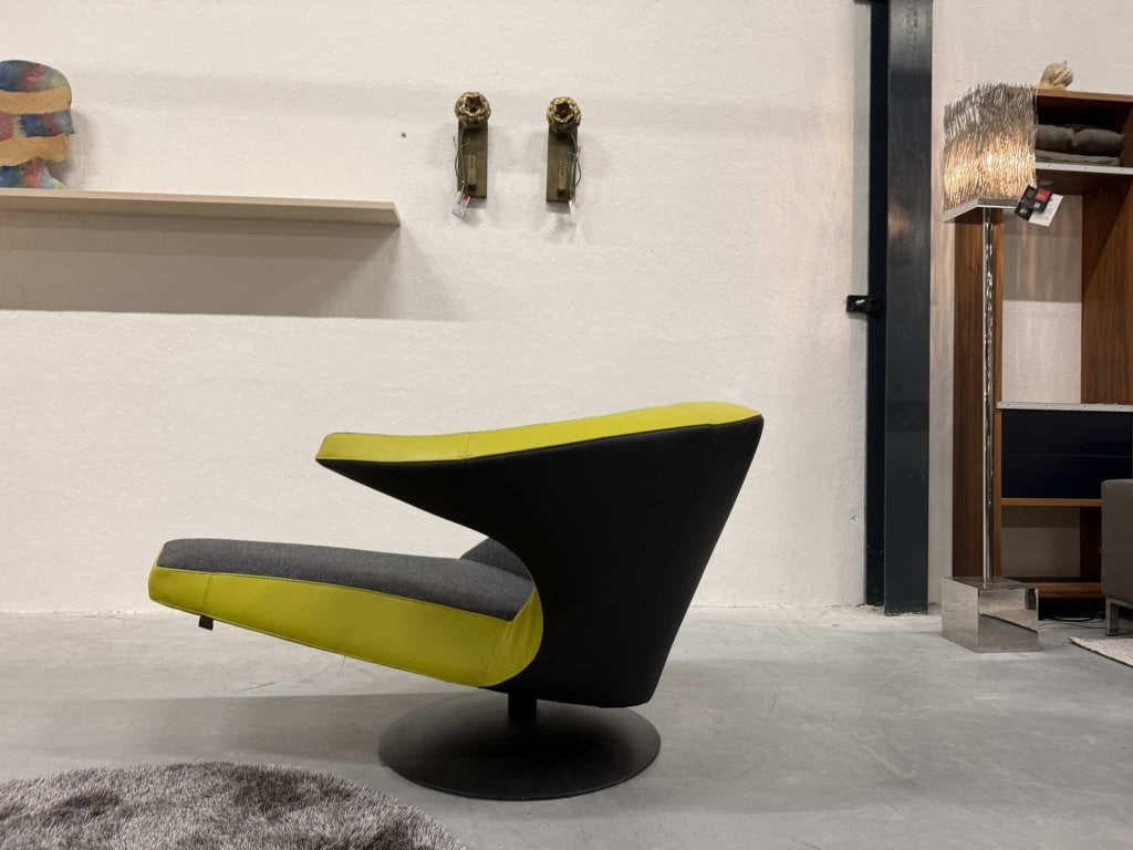 als nieuw leolux Parabolica draai fauteuil leer design stoel, Leolux, Ophalen of Verzenden, Zo goed als nieuw, 75 tot 100 cm