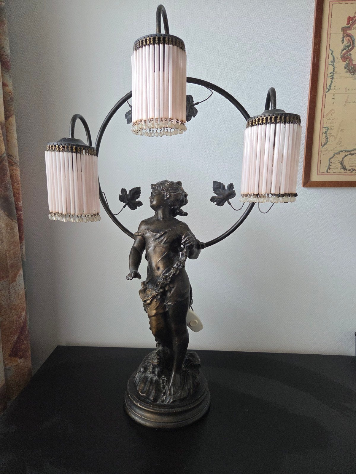 Sfeervolle Art Nouveau Stijl Tafellamp, Roze, Ophalen of Verzenden