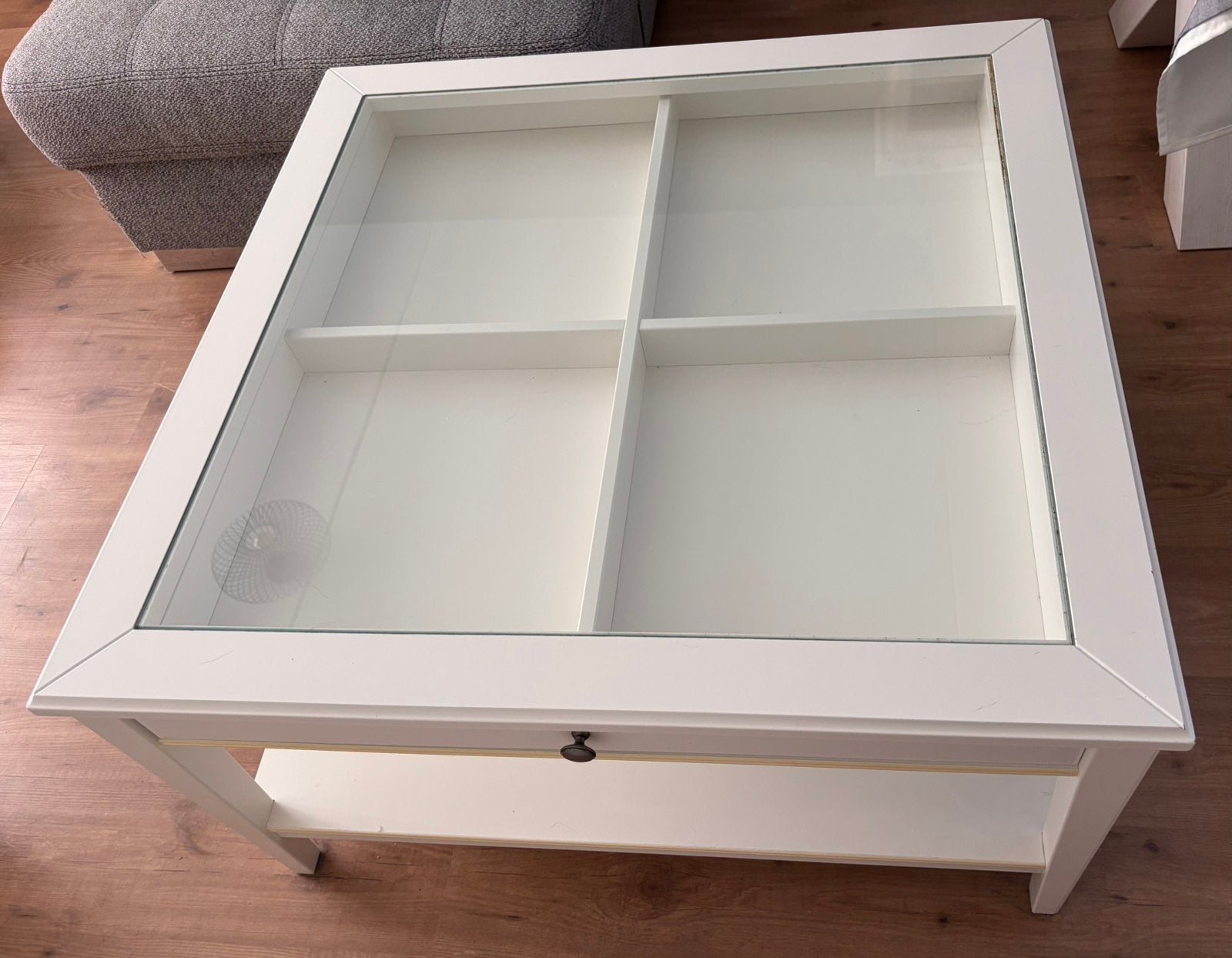 Salontafel met glasplaat - Liatorp Ikea, Ophalen, Gebruikt, 100 tot 150 cm, Vierkant