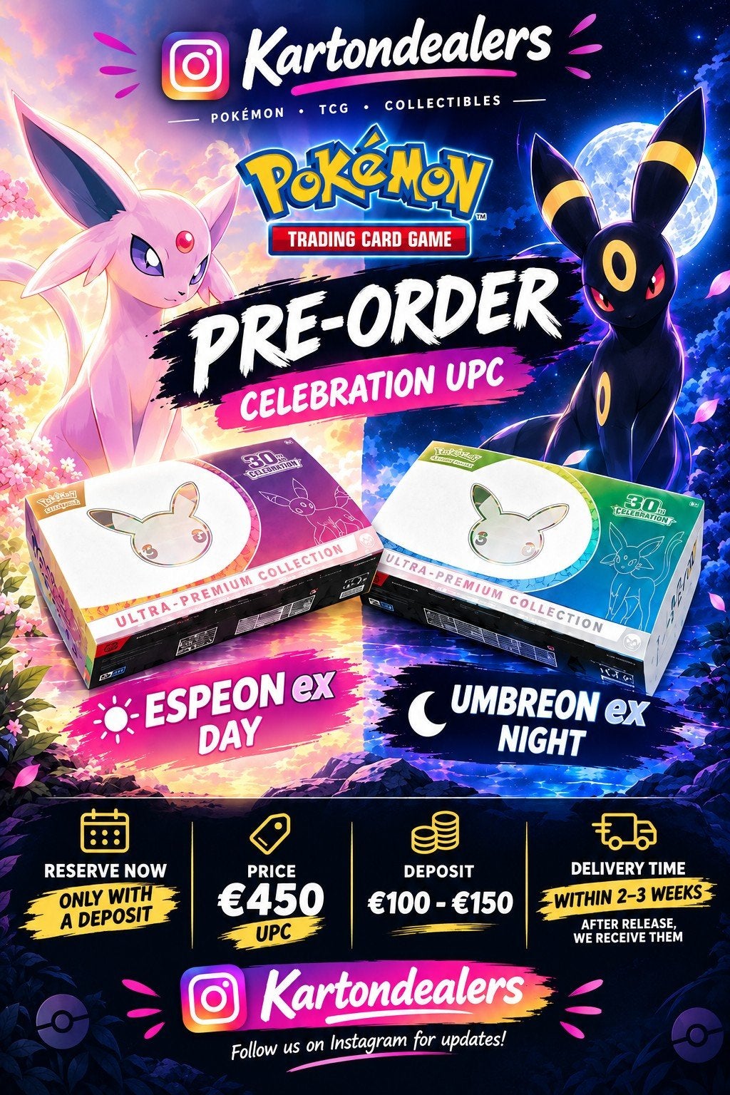 De Pokémon Celebration UPC met Espeon ex  & Umbreon ex, Ophalen of Verzenden, Nieuw