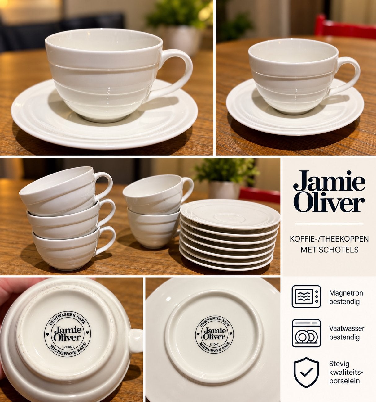 Jamie Oliver Koffie-/Theekoppen met Schotels, Ophalen, Overige merken, Zo goed als nieuw, Modern