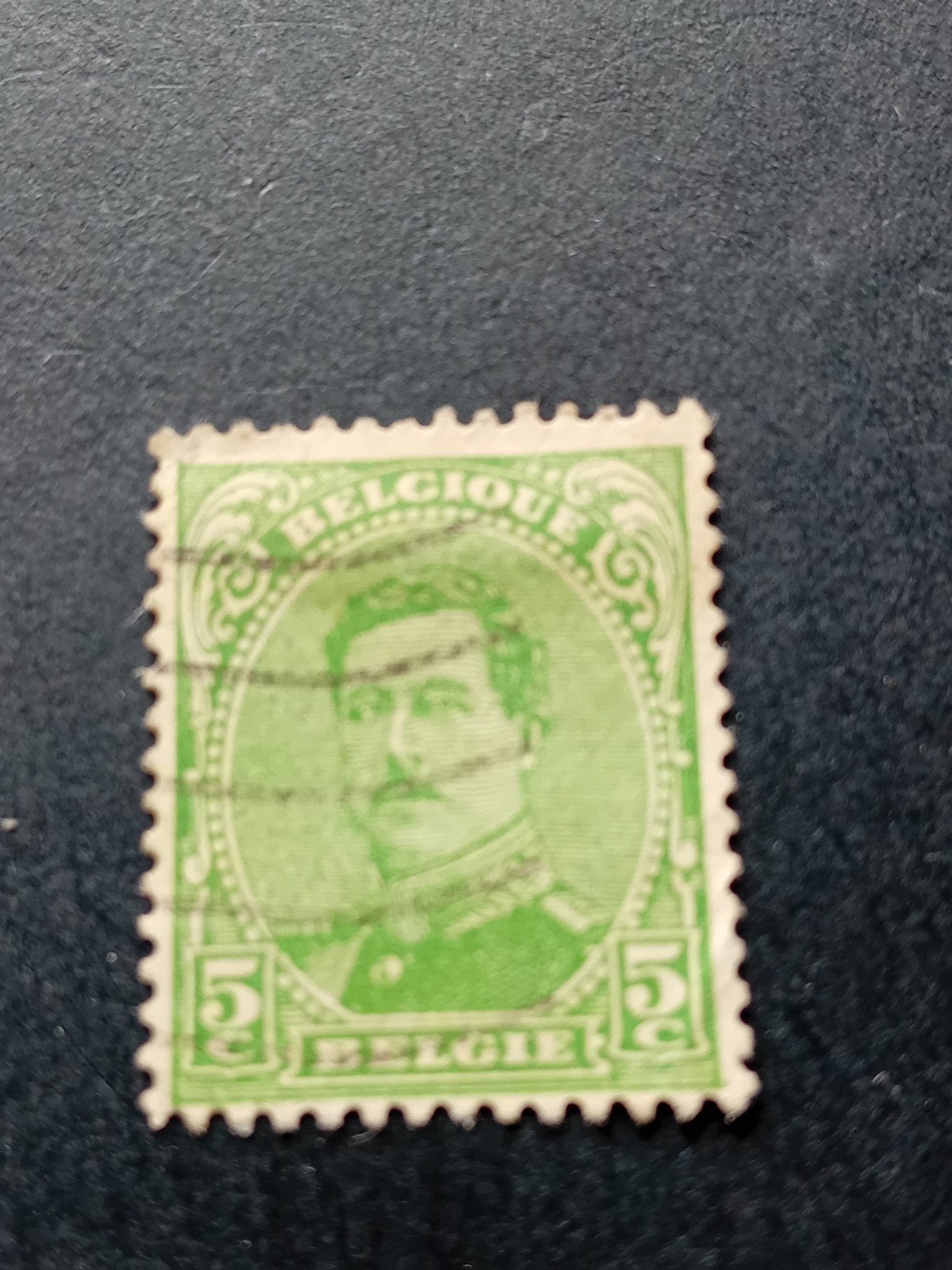 Belgische postzegel 5 centimes met koninklijk portret, Met stempel, Ophalen of Verzenden, Gestempeld, Gestempeld