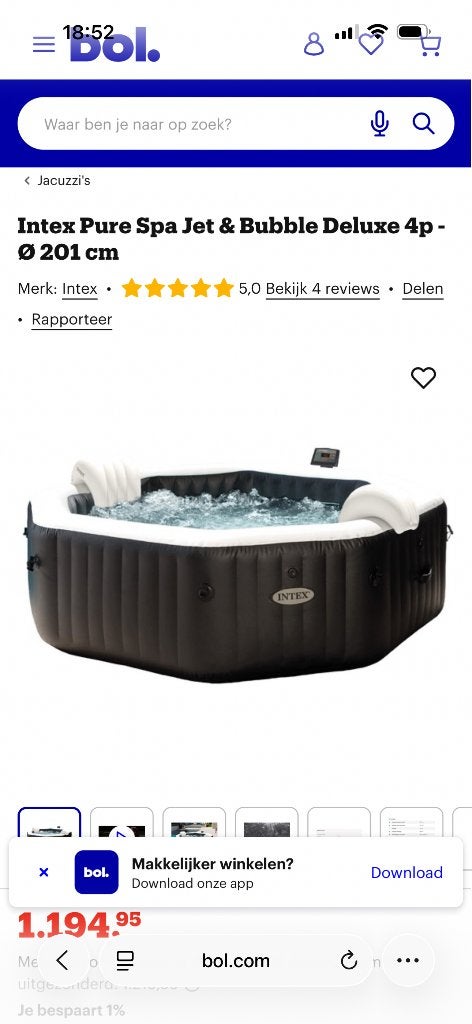 Te koop Intex pure spa jet and bubbles 4 pers, Ophalen, Zo goed als nieuw, Afdekzeil, Opblaasbaar