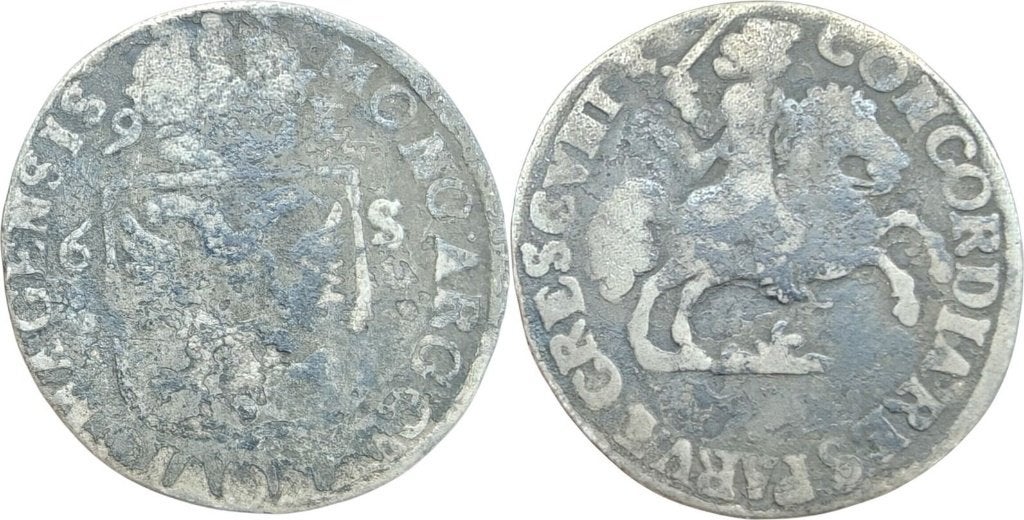 Rijderschelling 1691, Nijmegen, 6 stuiver, Postzegels en Munten, Vóór koninkrijk, Zilver, Losse munt, Overige waardes