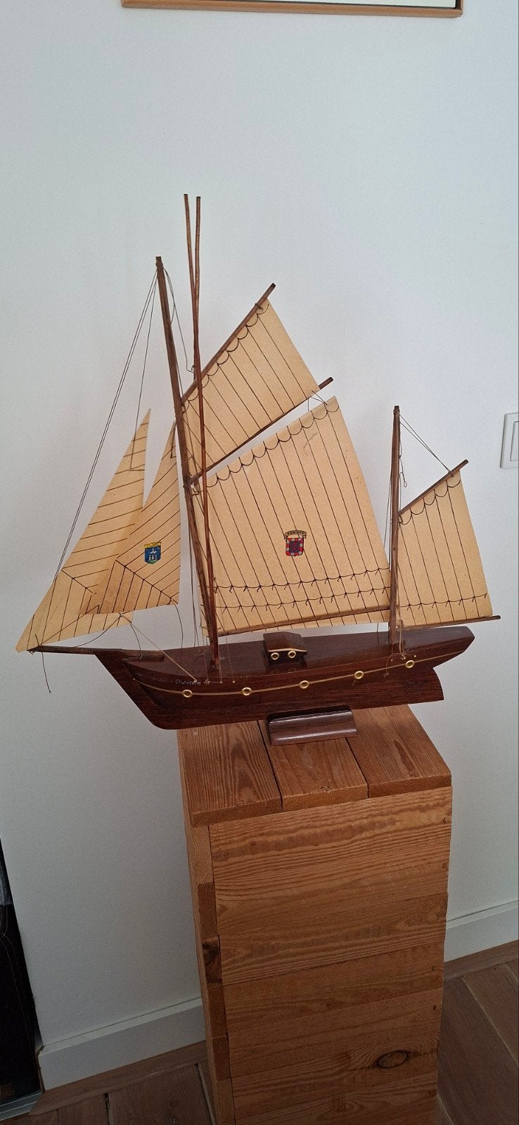 Houten scheepsmodel 'Les Sables d'Olonne' - Vintage, Ophalen of Verzenden, Gebruikt, Groter dan 1:32, Overige merken