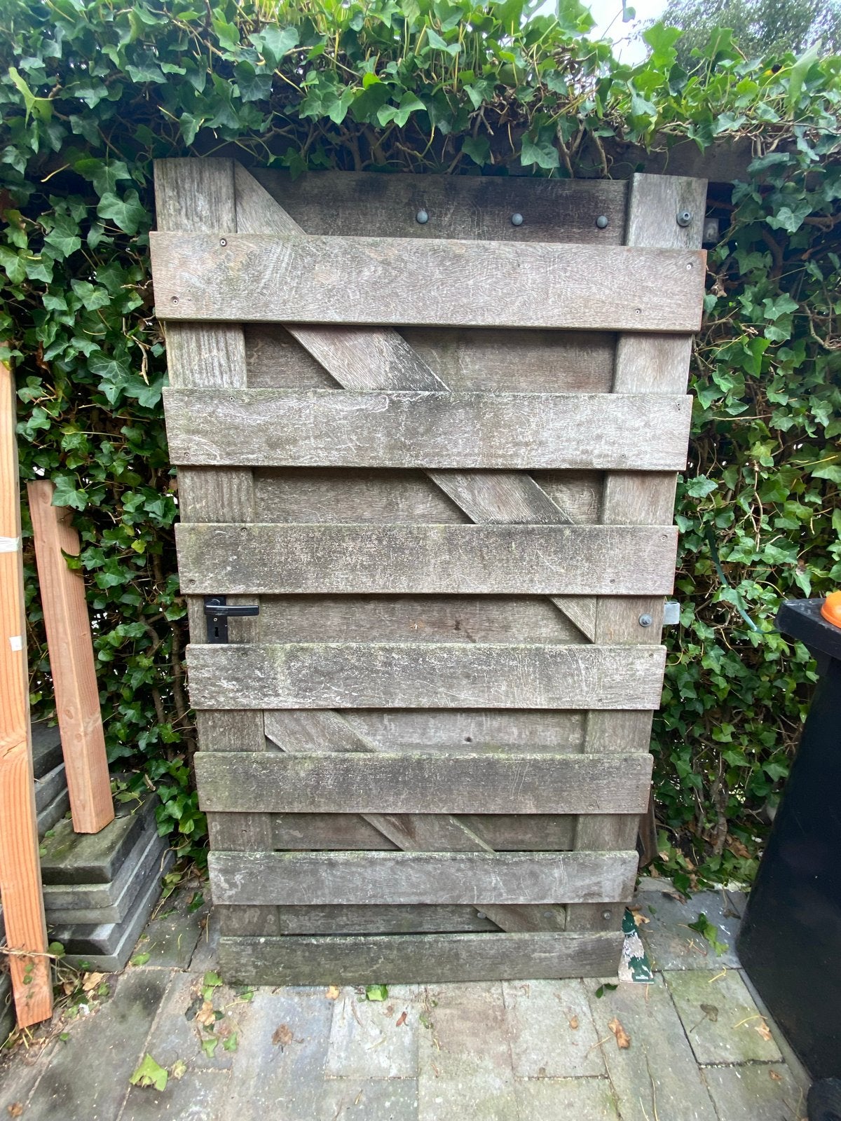 Robuuste houten tuinpoort - Gebruikt, Ophalen, Met poort, Gebruikt, Tuinhek