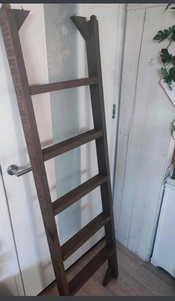 Brocante Houten Ladder Trap - aan boekenkast/Decoratie/tuin, Ophalen, 25 tot 50 cm, Minder dan 150 cm, 150 tot 200 cm