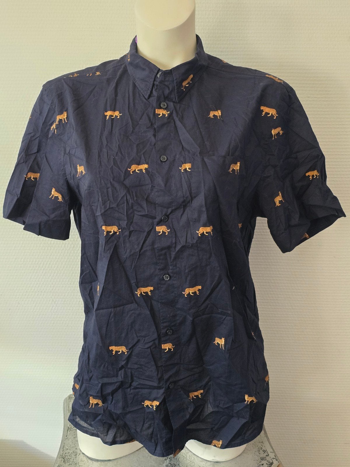 H&M Heren overhemd met tijgerprint - Maat M "Nieuw ", Kleding | Heren, Blauw, Nieuw, H&M, Halswijdte 39/40 (M)