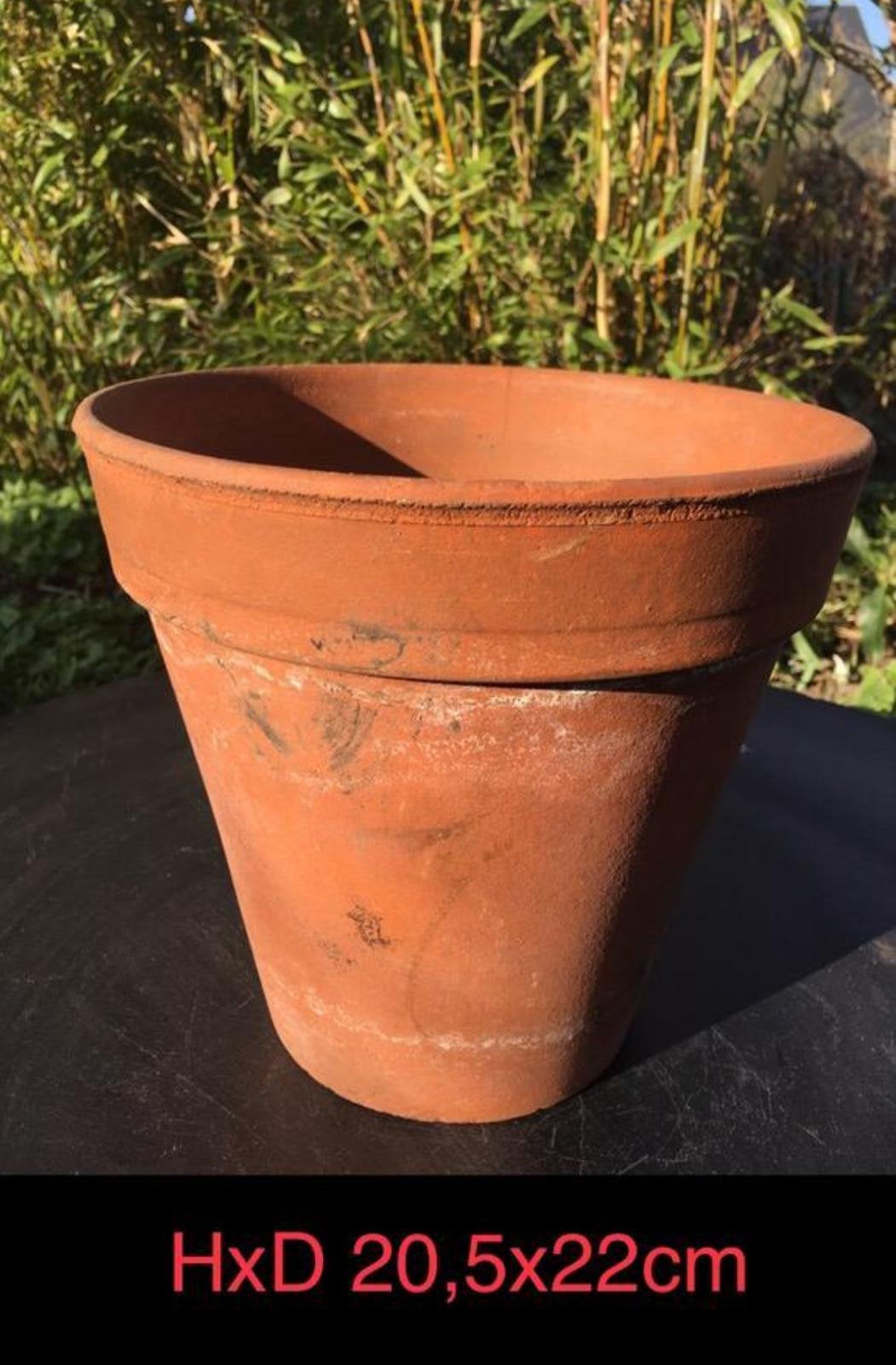 Oude terracotta bloempotten in diverse maten, Tuin en Terras, Ophalen, Gebruikt, Rond, Binnen