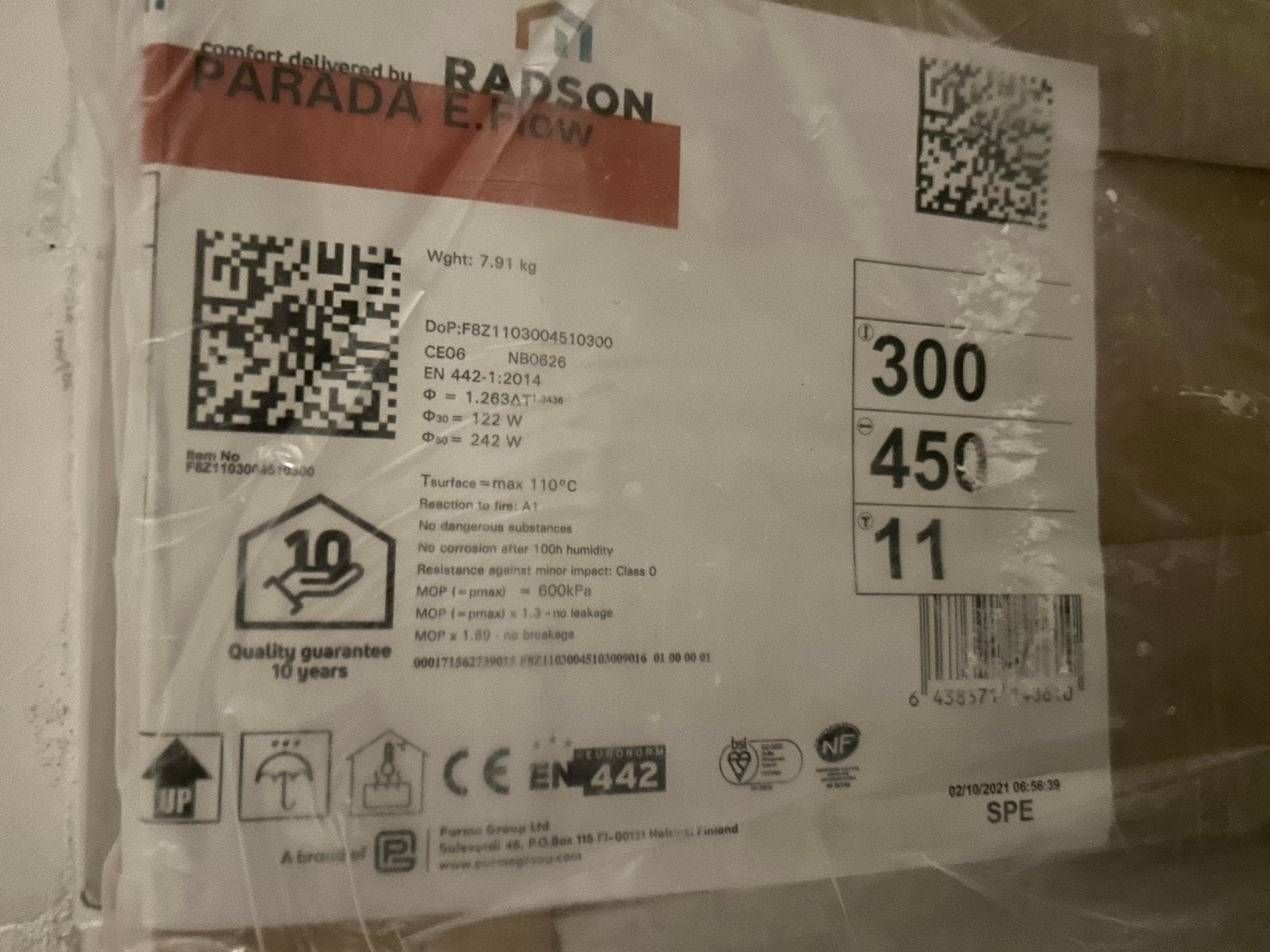 Radson Parada E.Flow Radiator 300x450mm, Ophalen, 30 tot 80 cm, Radiator, Nieuw