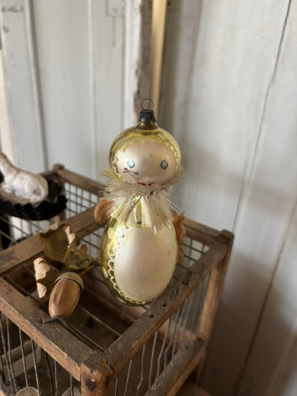 Oude kerstbal van glas, Diversen, Kerst, Ophalen of Verzenden, Gebruikt