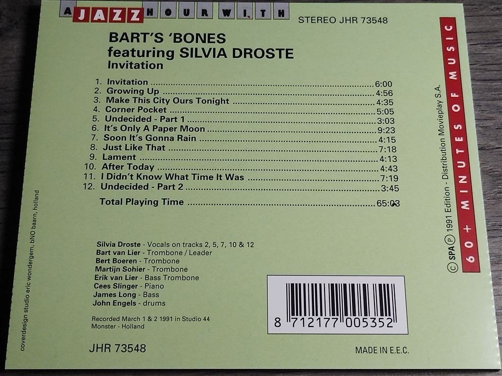 Bart 's Bones, Silvia Droste ‎– Invitation, Ophalen of Verzenden, Zo goed als nieuw, Jazz