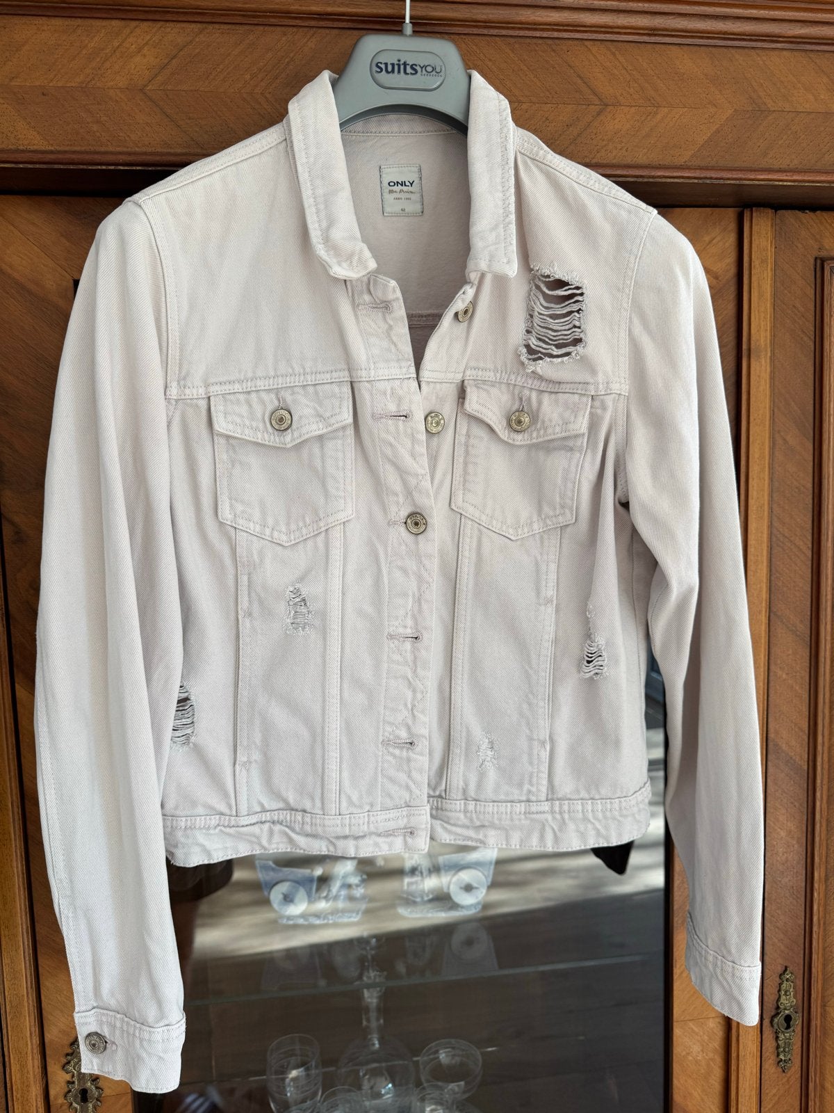 Leuk gebroken wit Only Blue Denim spijkerjasje maat 42, Ophalen of Verzenden, Gedragen, Maat 42/44 (L), Wit
