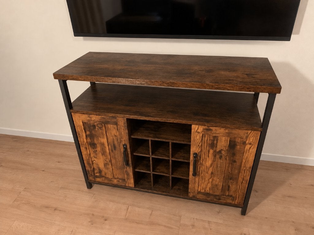 Industriele wijnkast / dressoir met wijnrek, 100 cm breed, Met deur(en), 100 tot 150 cm, Zo goed als nieuw, Industrieel