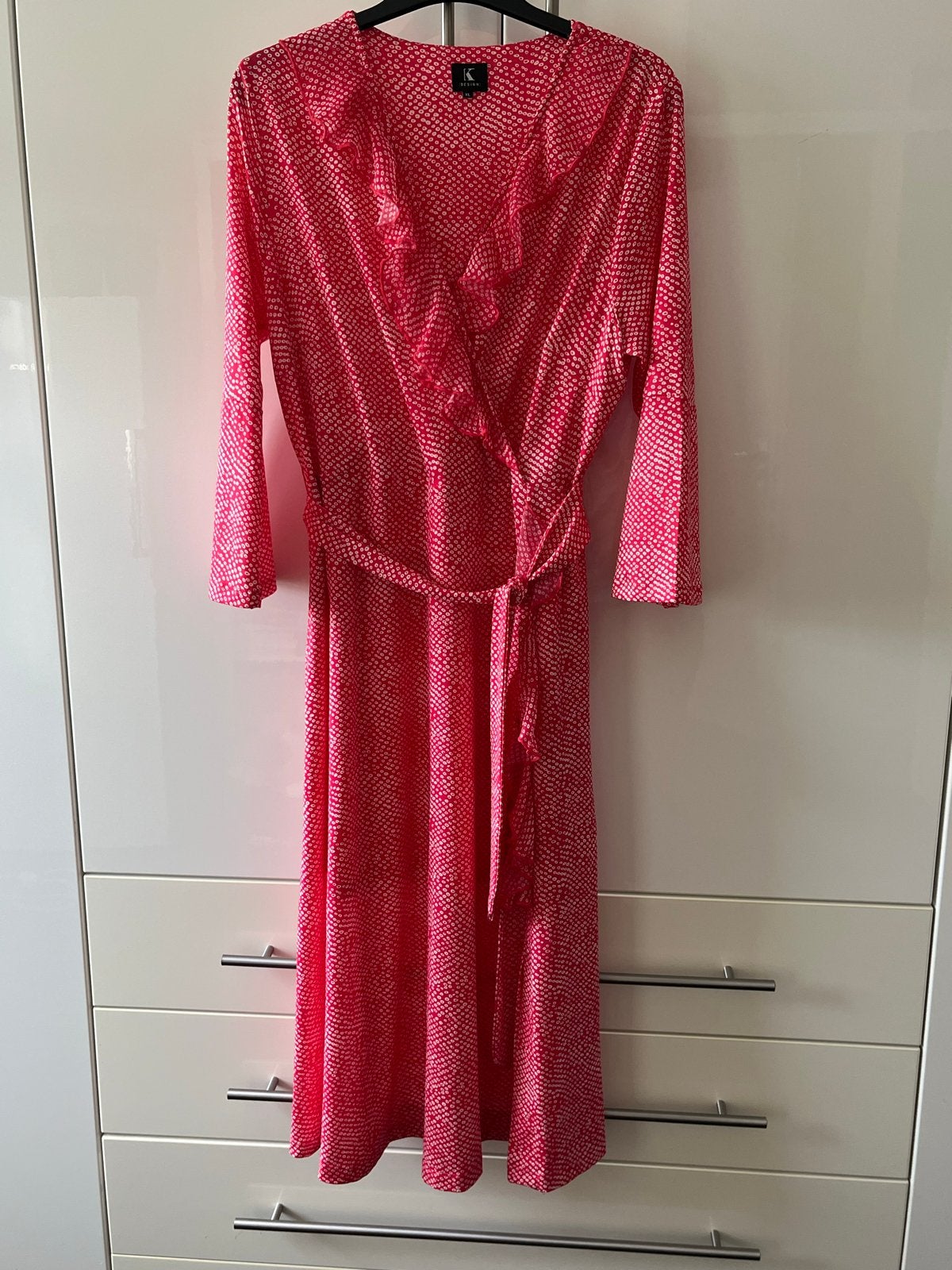 K Design Maxi Jurk met Ruches en Print - Maat XL, Kleding | Dames, Jurken, Maat 46/48 (XL) of groter, Ophalen of Verzenden, Zo goed als nieuw