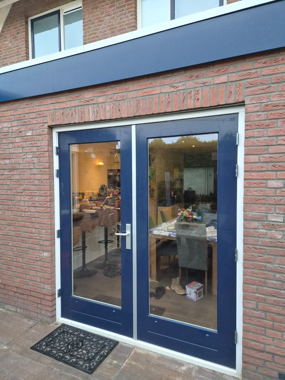 Hardhouten openslaande tuindeuren (dubbel glas), Doe-het-zelf en Verbouw, Gebruikt, Ophalen of Verzenden, Buitendeur, Glas