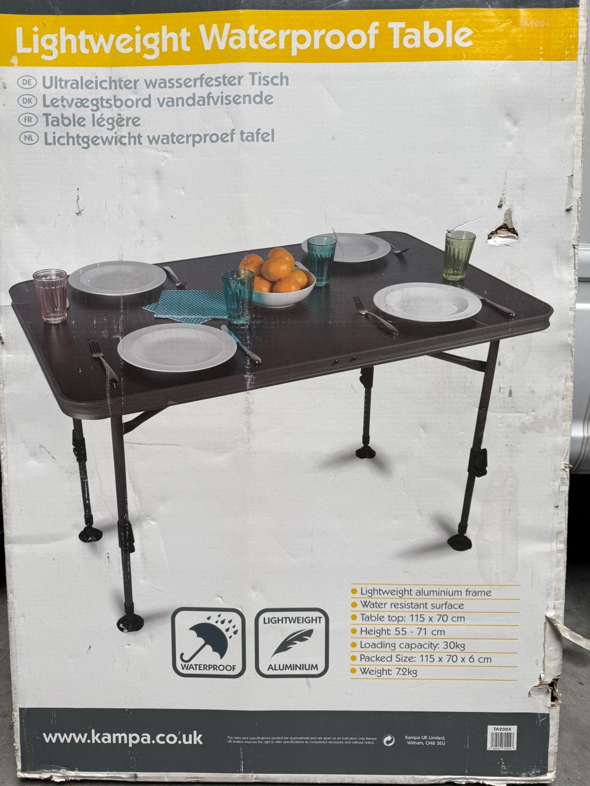 Mooie, bijna nieuwe camping tafel., Caravans en Kamperen, Kampeermeubelen, Ophalen of Verzenden, Zo goed als nieuw, Campingtafel