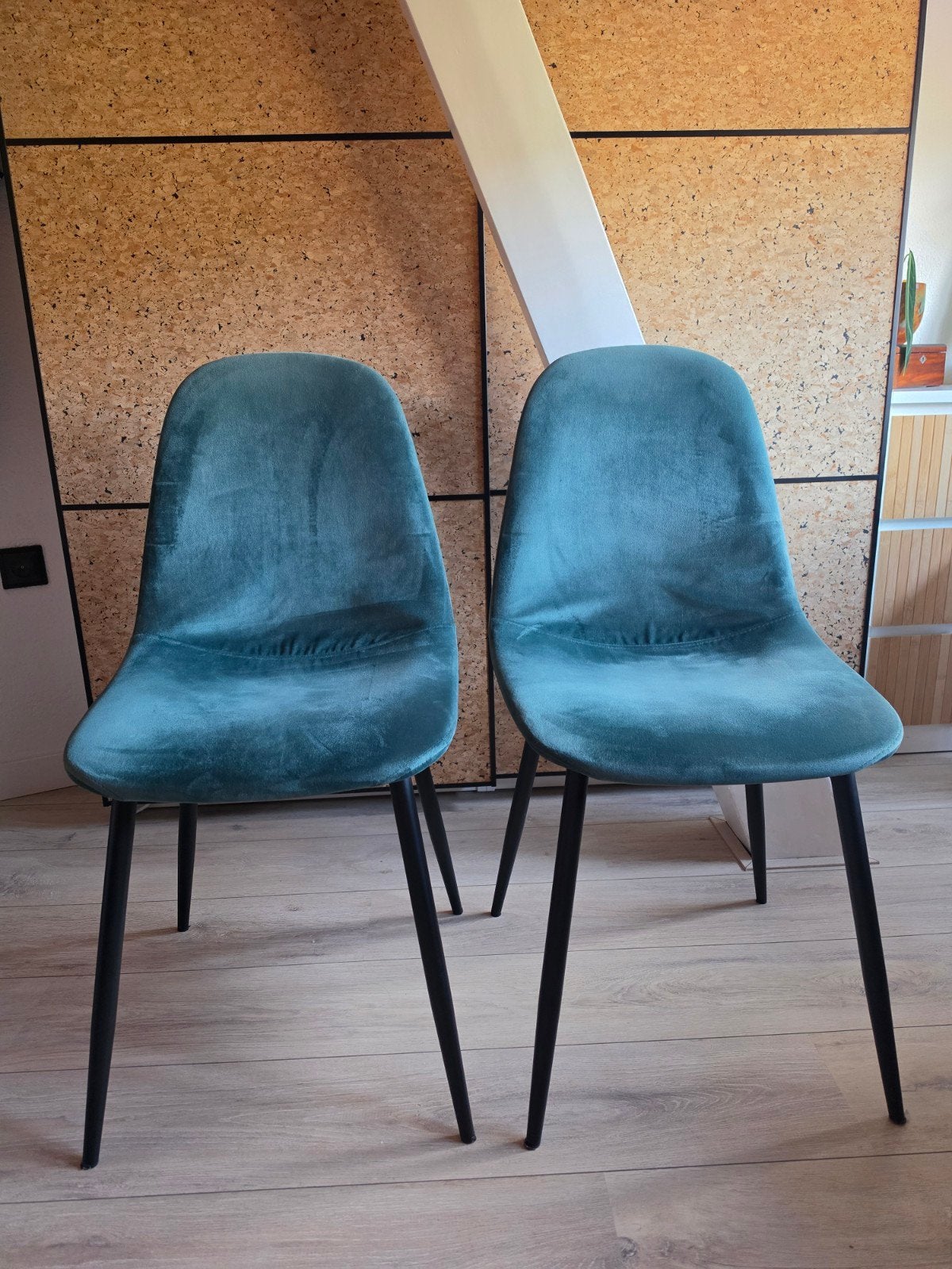 2x Kwantum Napoli eetkamerstoelen zeegroen/blauw velvet, Ophalen, Twee, Modern, Velvet, Blauw