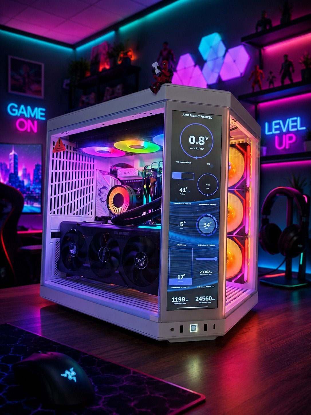 RGB GAME PC - RYZEN 7800X3D - RX 7900 XTX 24GB - 32GB - 2TB, Ophalen, Kapoen PC Gaming, 32 GB, Virtual Reality