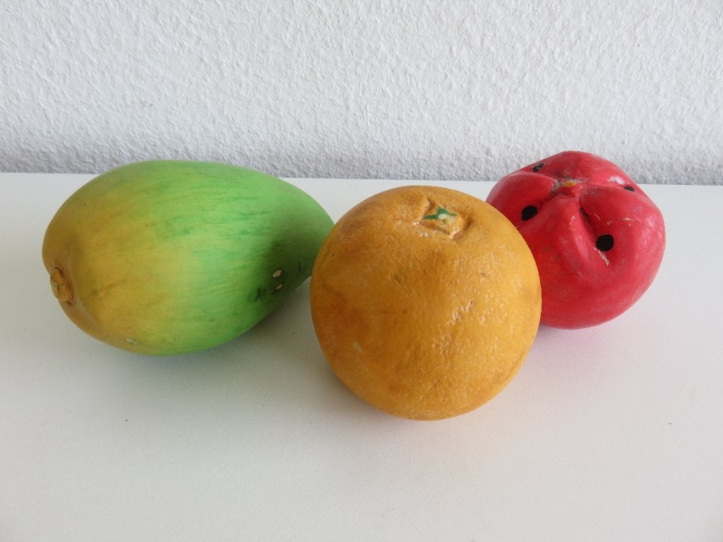 kunstfruit, nep fruit: sinaasappel, mango en granaatappel, Ophalen of Verzenden, Zo goed als nieuw, Landelijk