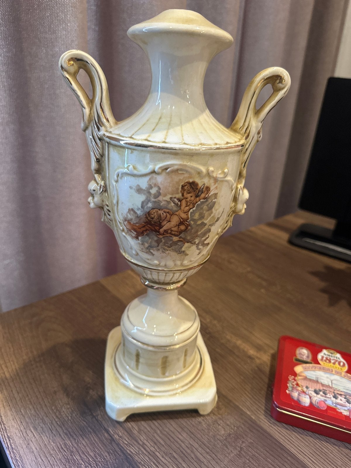 Vintage Italiaanse vaas met engeltjes decoratie, Ophalen of Verzenden