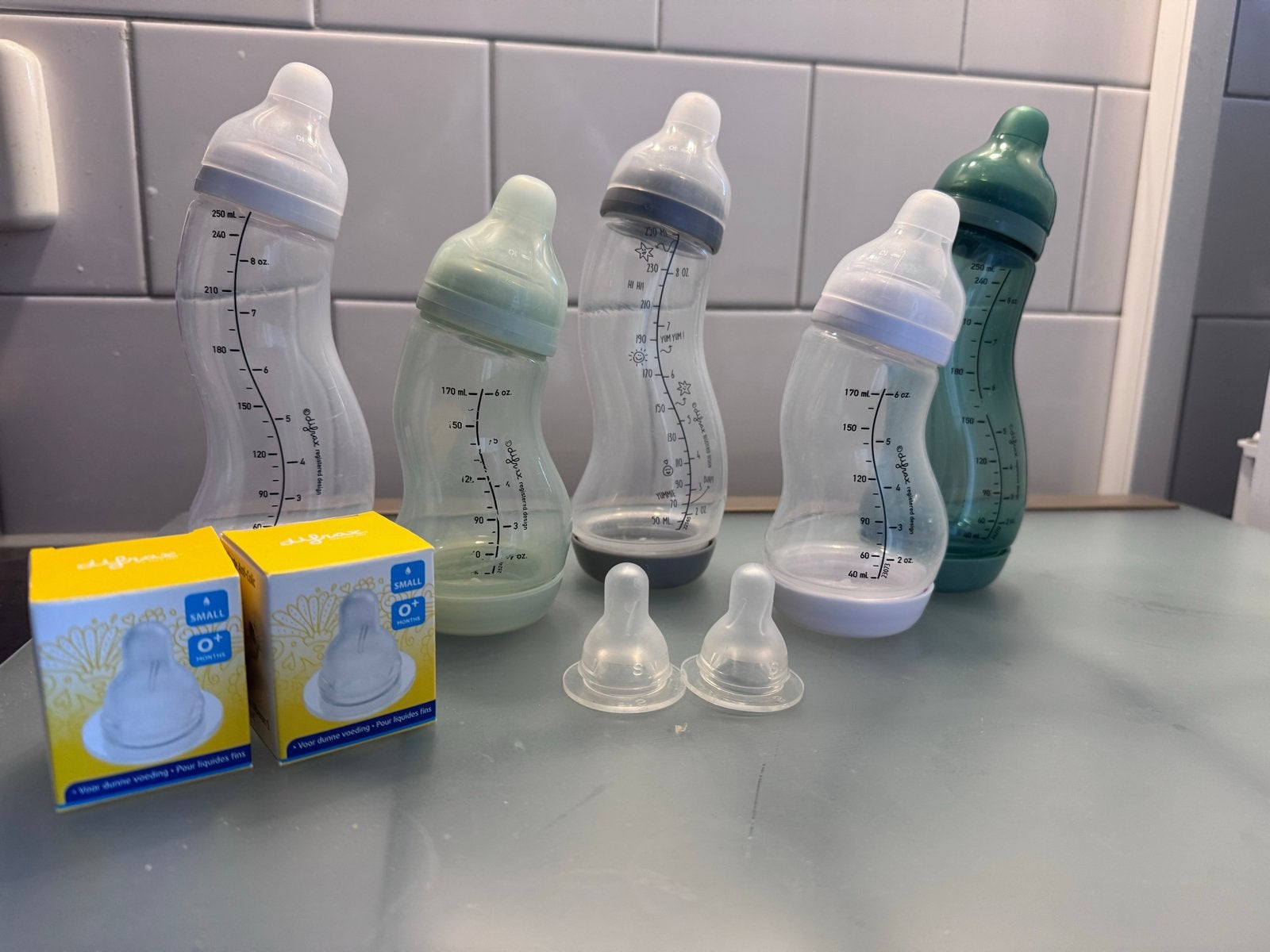 Difrax S-flessen en spenen - Complete set, Ophalen, Gebruikt, Babyfles, Difrax