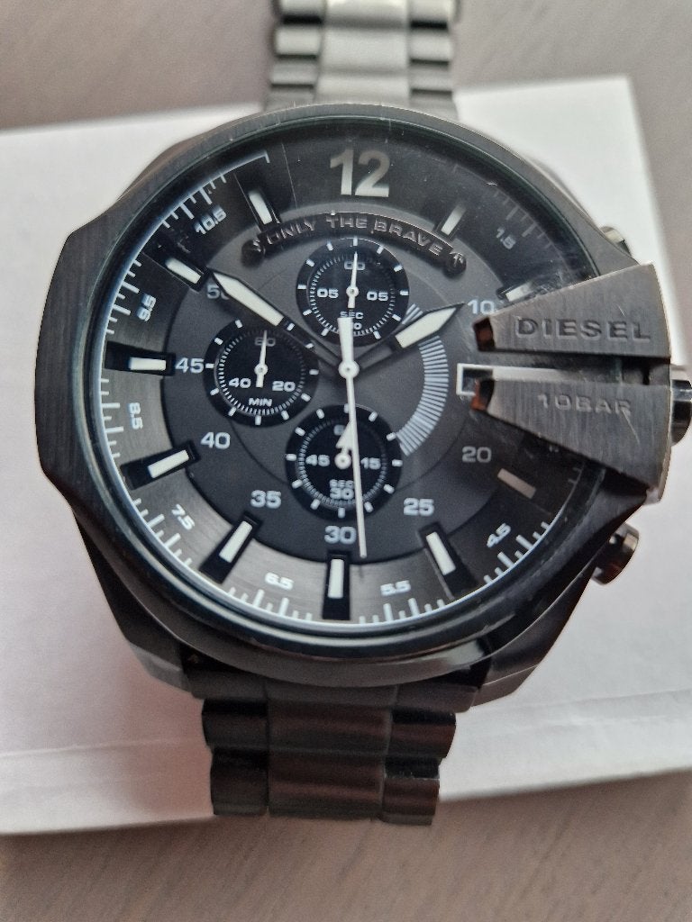 Diesel DZ-4283 Mega Chief Chronograaf - Compleet in doos, Overige merken, Staal, Staal, Polshorloge