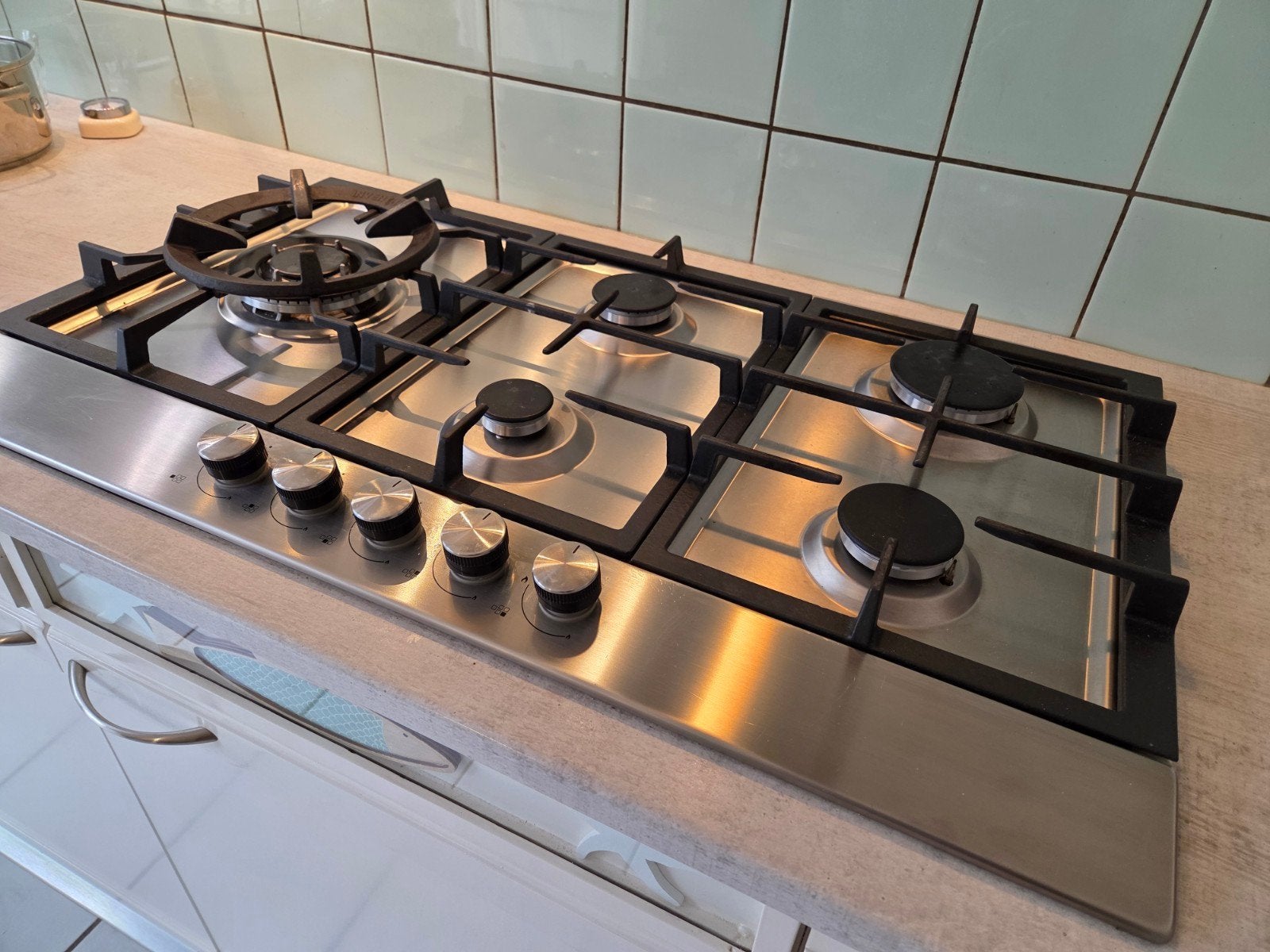 Inventum 5-pits gasfornuis met wokbrander, Ophalen, Gebruikt, Inbouw, Gas