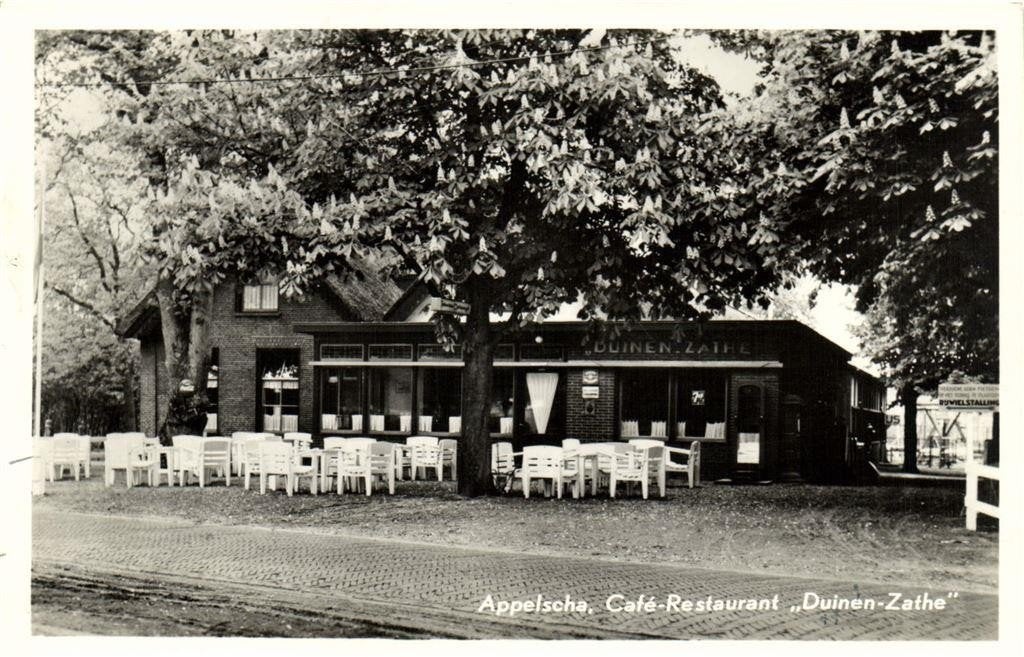 Appelscha, Cafe-Restaurant Duinen-Zathe - 195?6 gelopen, Ophalen of Verzenden, 1940 tot 1960, Gelopen, Friesland