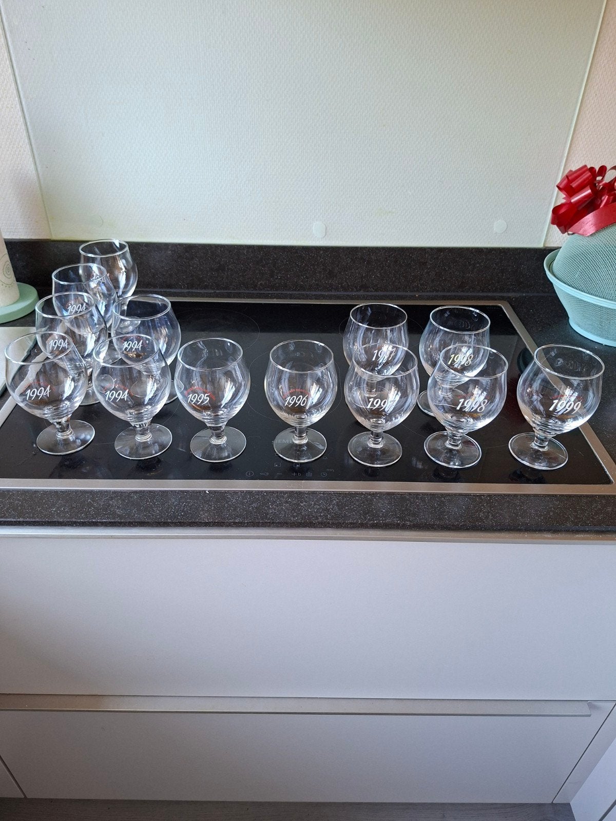 13 Heineken jaartal glazen, Ophalen of Verzenden, Zo goed als nieuw, Glas of Glazen, Heineken