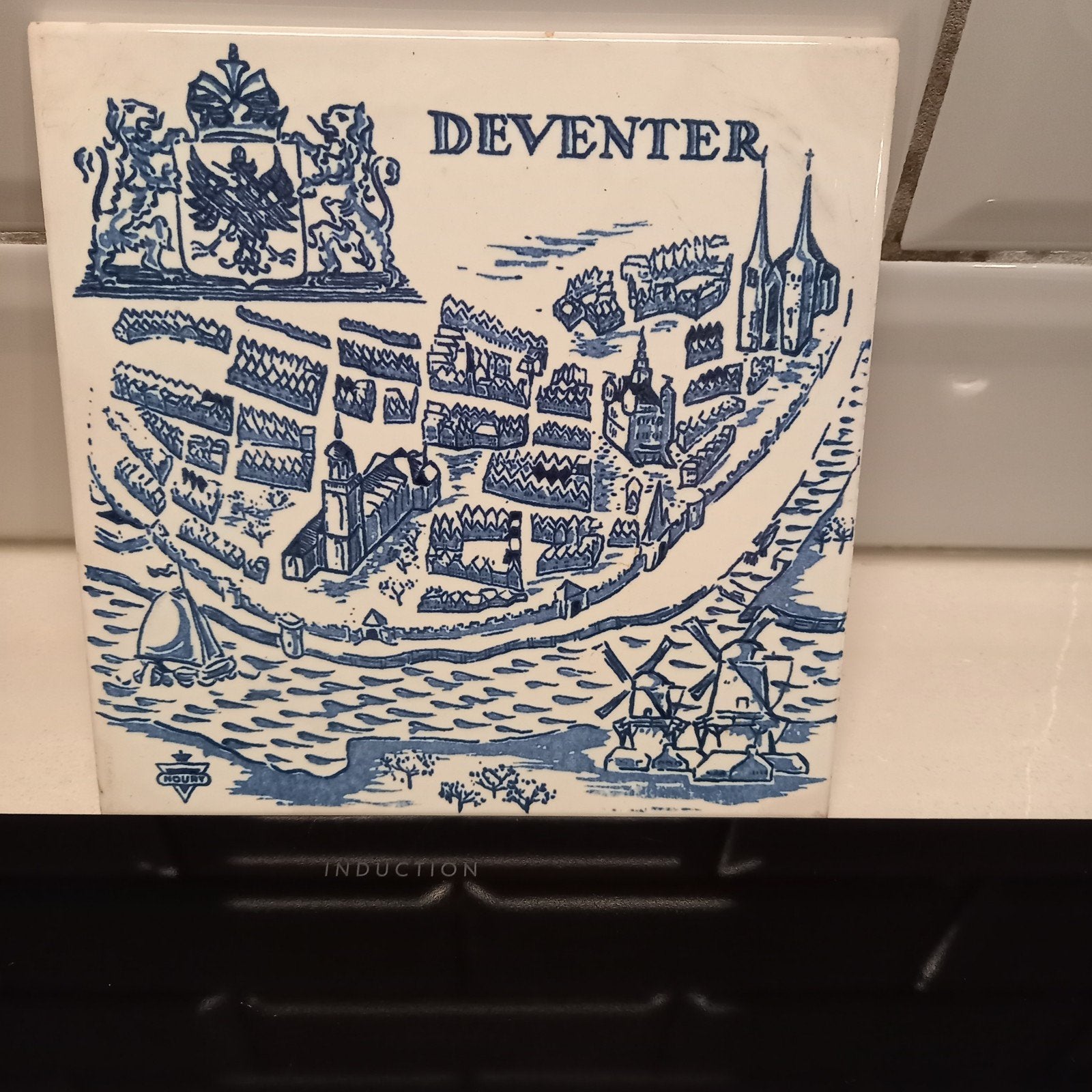 antieke Delfts blauwe tegel Deventer Zenith Gouda, ca. 1935, Antiek en Kunst, Ophalen of Verzenden