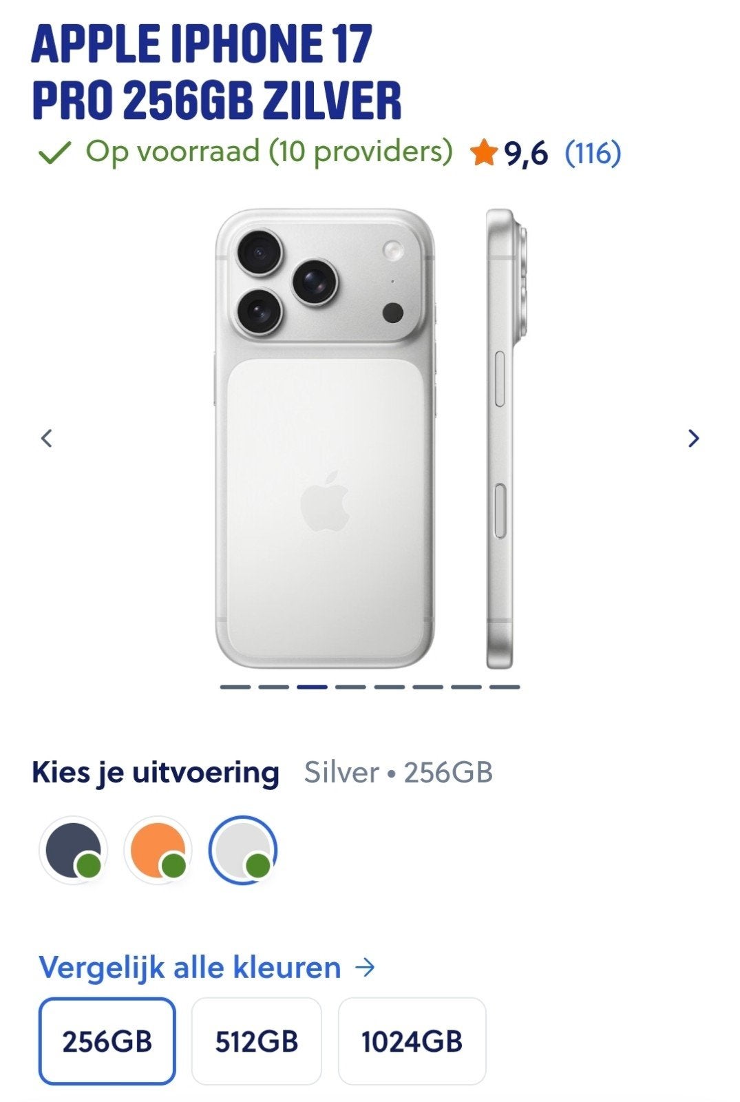 Apple iPhone 17 Pro Zilver - Nieuwste Model, Telecommunicatie, Mobiele telefoons | Apple iPhone, Nieuw, Zonder simlock, Zonder abonnement