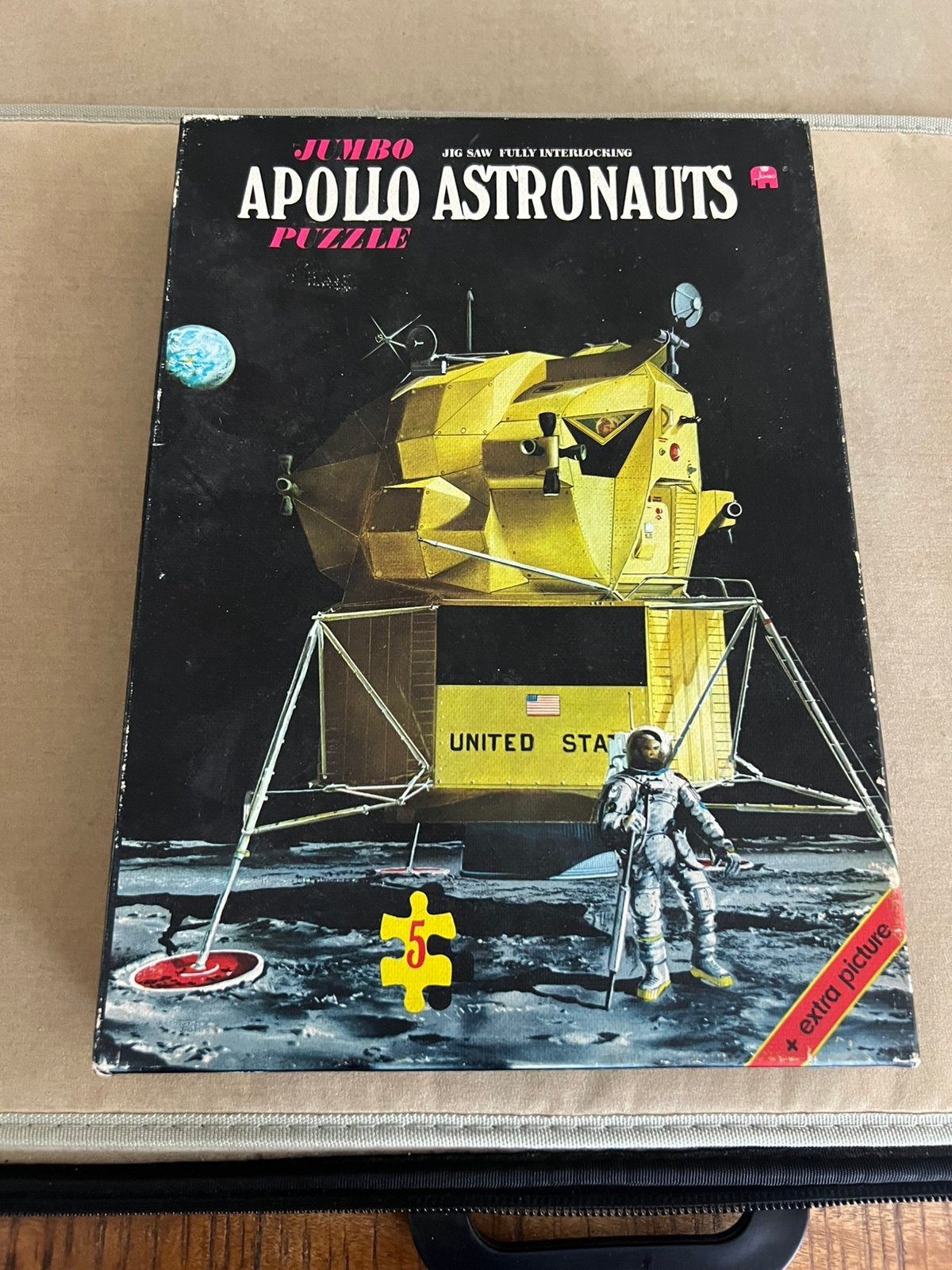 Vintage puzzel 160 stukjes Apollo Astronauts, Ophalen of Verzenden, Minder dan 500 stukjes, Zo goed als nieuw