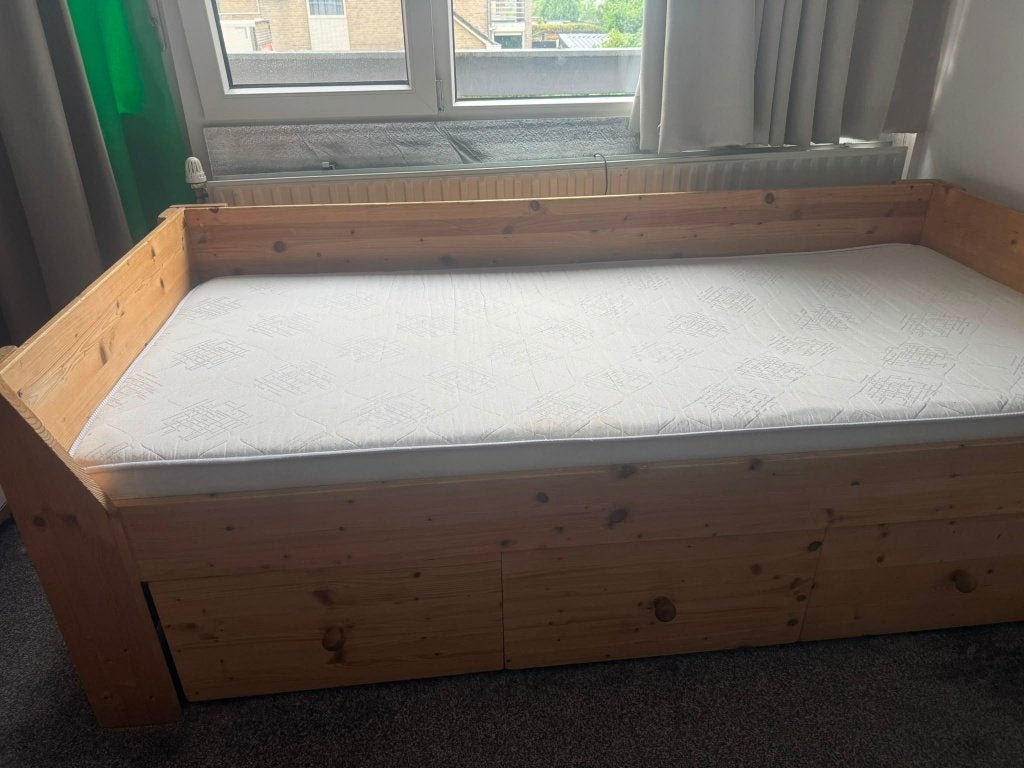 Ledikant met lades, Ophalen, Gebruikt, 90 cm, Landelijk