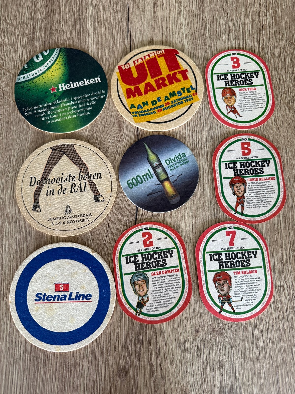 9 unieke heineken bierviltjes, Ophalen of Verzenden, Gebruikt, Viltje(s), Heineken